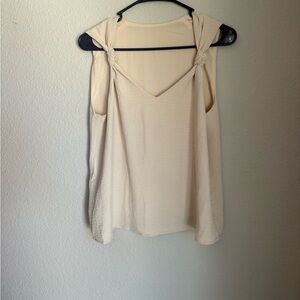 Sleeveless Knot-Shoulder Tank Top in Cream